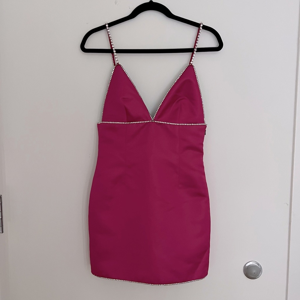 Area Crystal Trimmed Structured Slip Dress